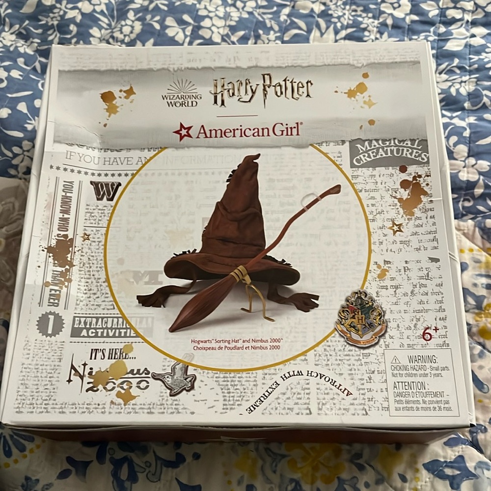 Harry Potter x American Girl sorting hat and nimbus 2000
